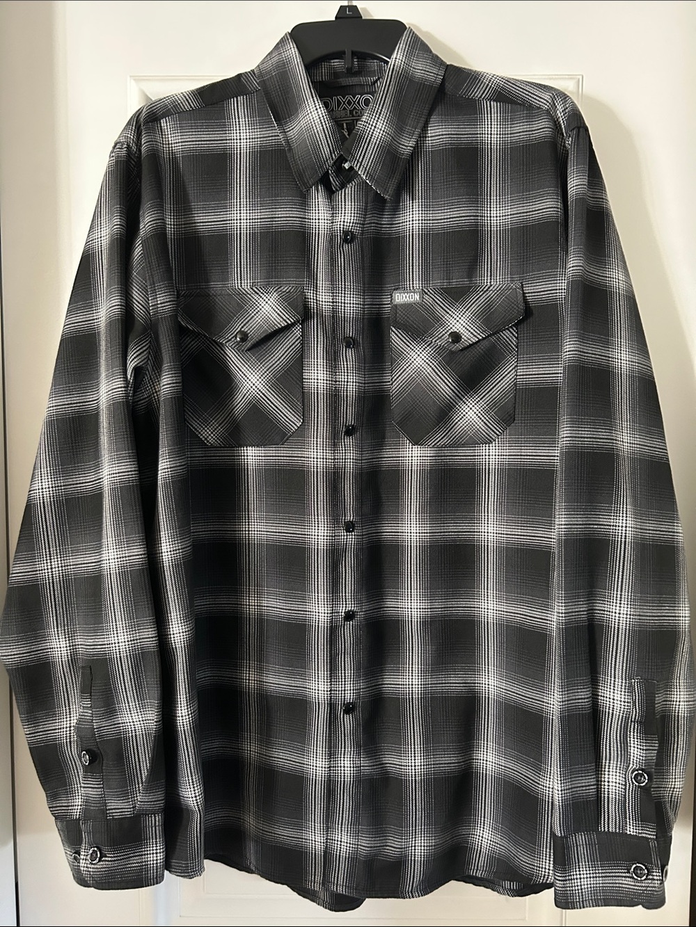Dixxon Flannel Co Men's Large 'The Static' Flannel Gray Black & White